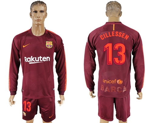 Barcelona #13 Cillessen Sec Away Long Sleeves Soccer Club Jersey